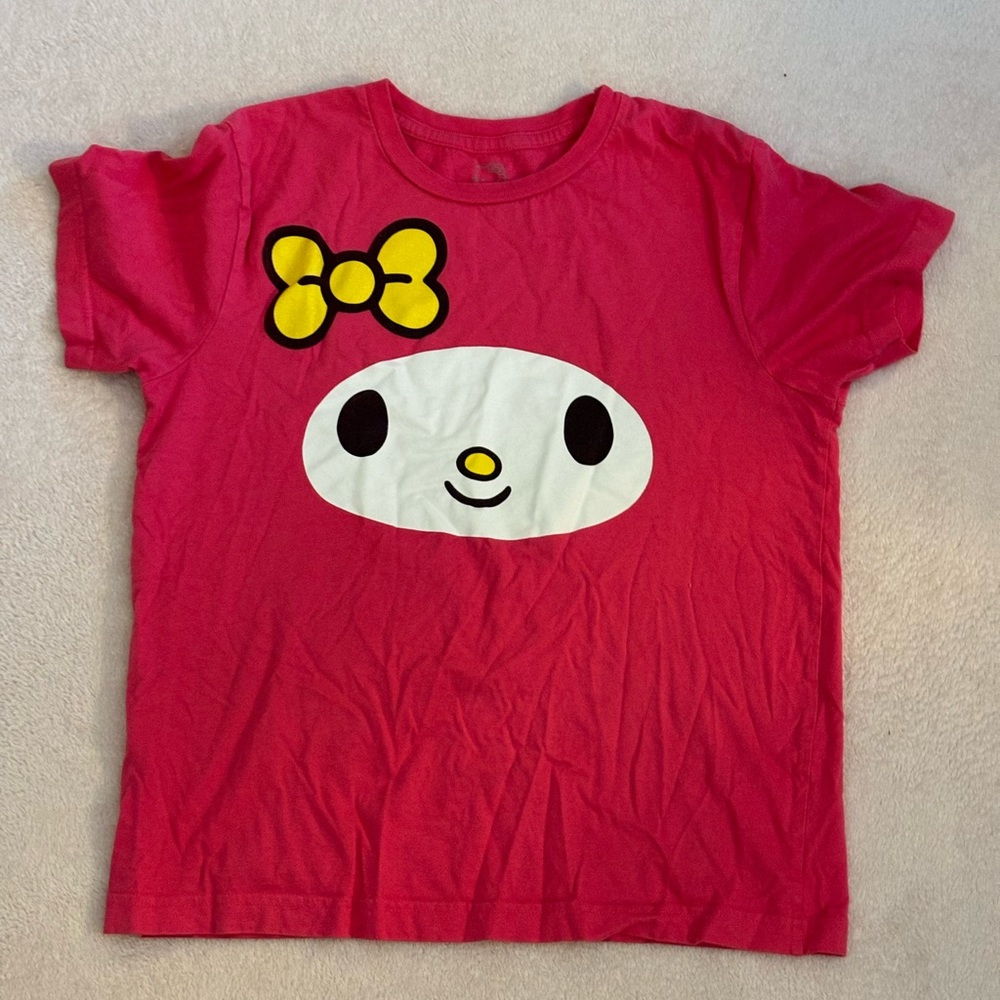 HELLO KITTY Universal Studios PINK T Shirt Bow and Face Girls L
